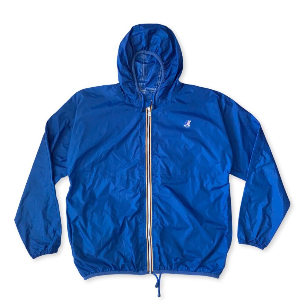 Vintage K-Way Windbreaker Jacket Blue Zip Up Blokecore Athleisure Fanny Pack